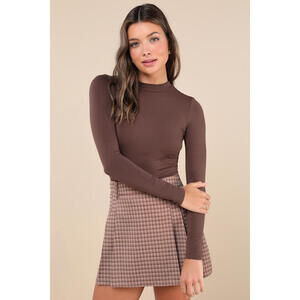 Lulus Anything Is Posh-ible Brown Top - Size M